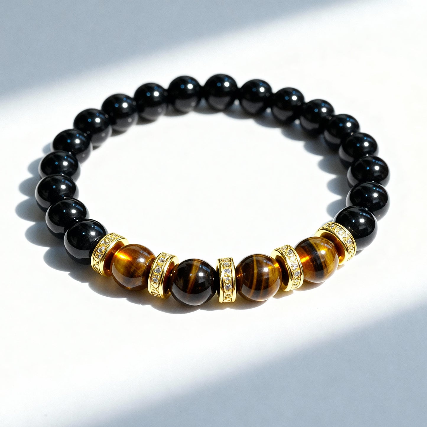 Black Onyx Shield & Golden Tiger's Eye Power Bracelet