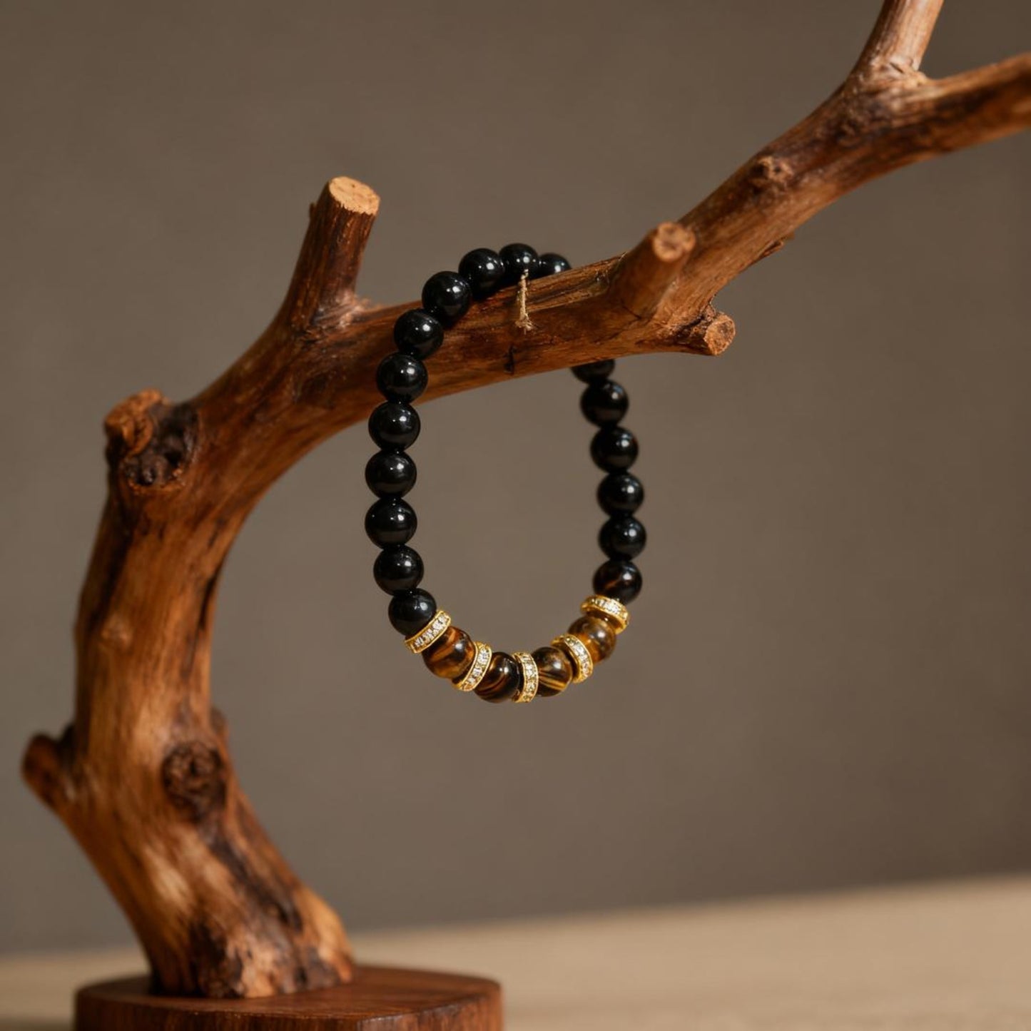 Black Onyx Shield & Golden Tiger's Eye Power Bracelet