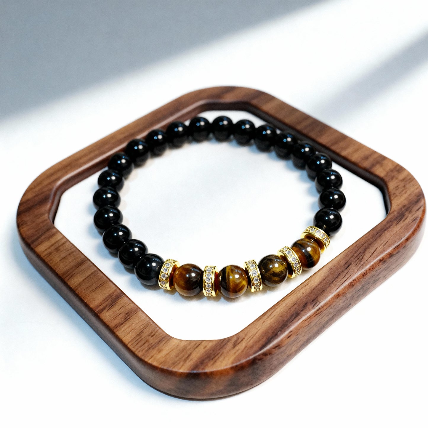 Black Onyx Shield & Golden Tiger's Eye Power Bracelet