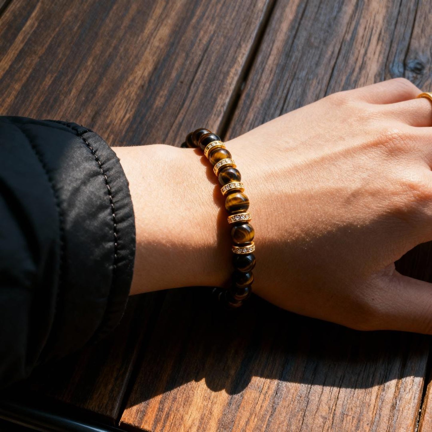 Black Onyx Shield & Golden Tiger's Eye Power Bracelet