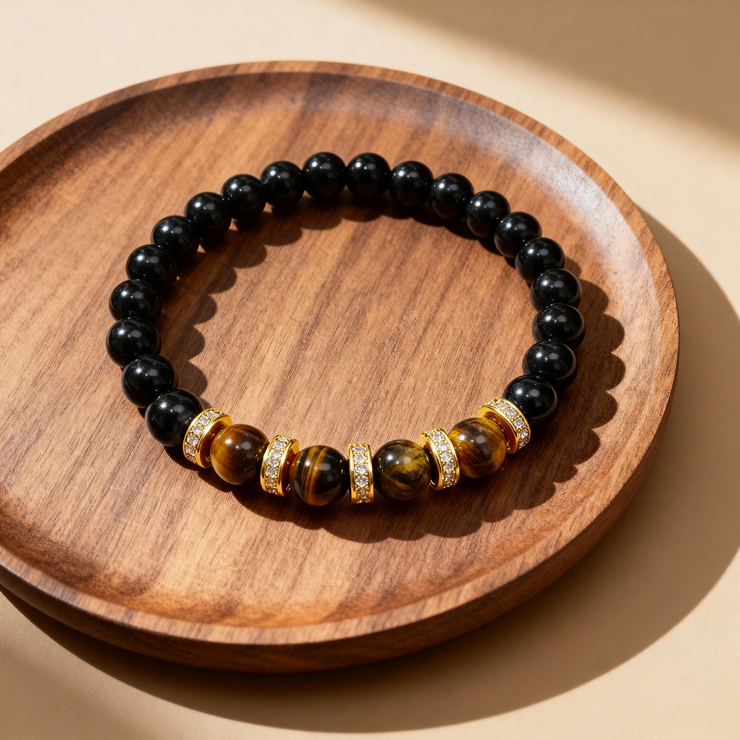 Black Onyx Shield & Golden Tiger's Eye Power Bracelet