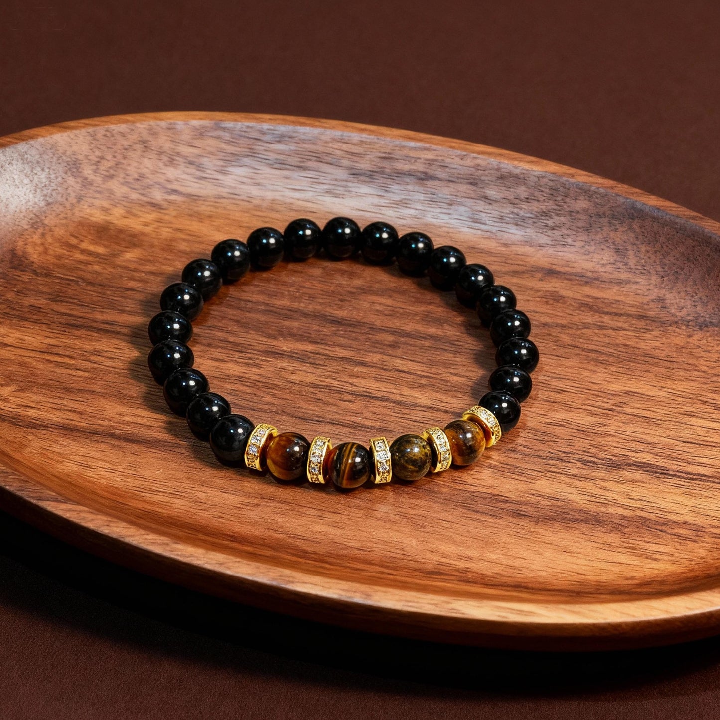 Black Onyx Shield & Golden Tiger's Eye Power Bracelet