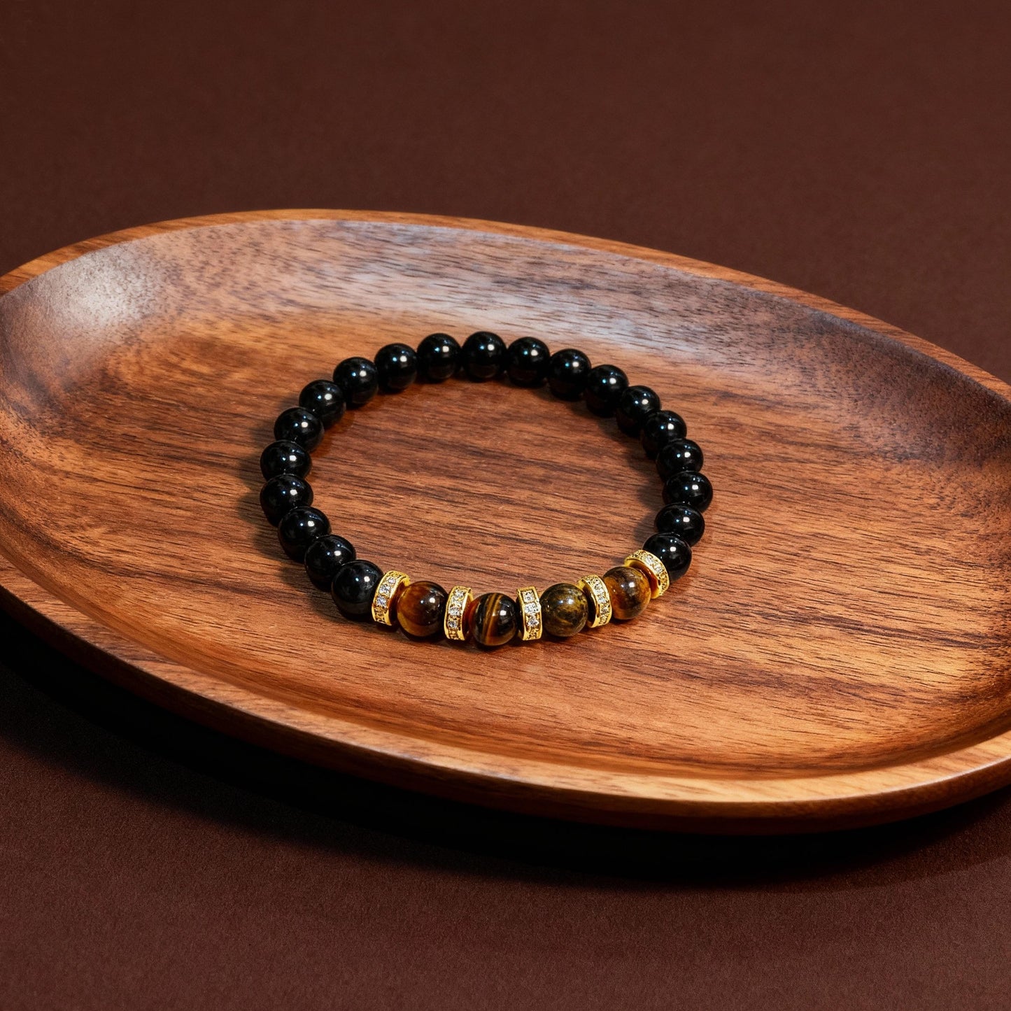 Black Onyx Shield & Golden Tiger's Eye Power Bracelet