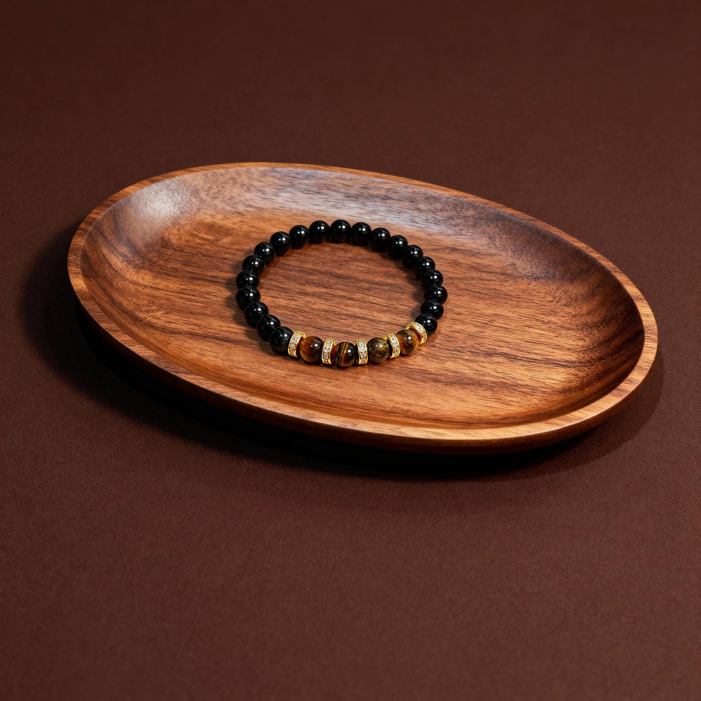 Black Onyx Shield & Golden Tiger's Eye Power Bracelet