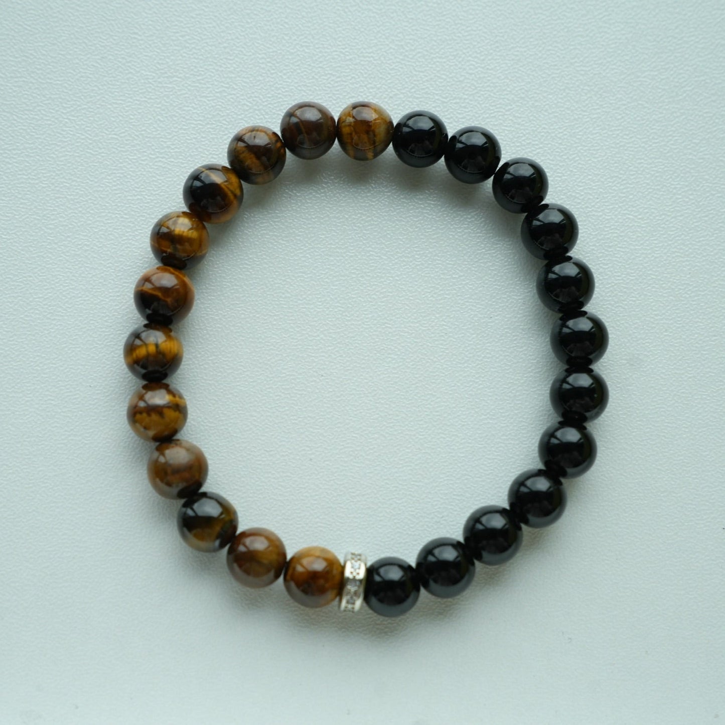 "Equilibrium" Tiger's Eye & Obsidian Dual-Power Bracelet