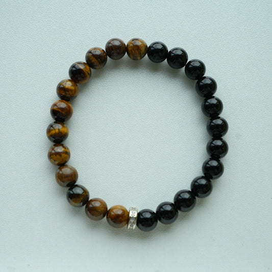 "Equilibrium" Tiger's Eye & Obsidian Dual-Power Bracelet