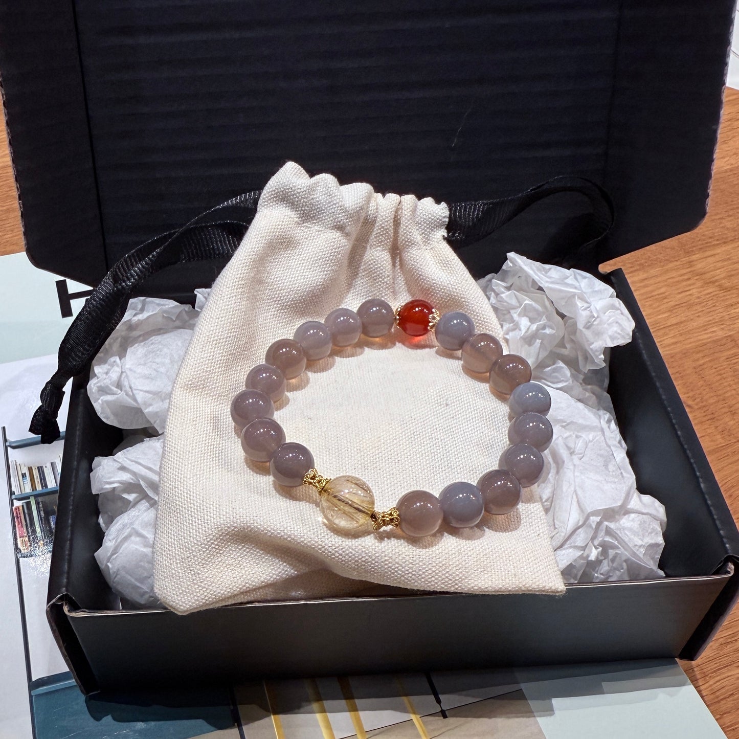 "Harmony & Vitality" Gray Chalcedony Bracelet