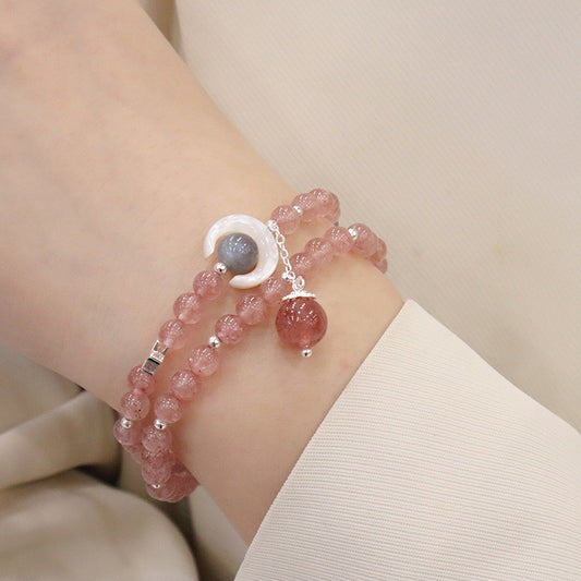 Strawberry Quartz Double Wrap Bracelet