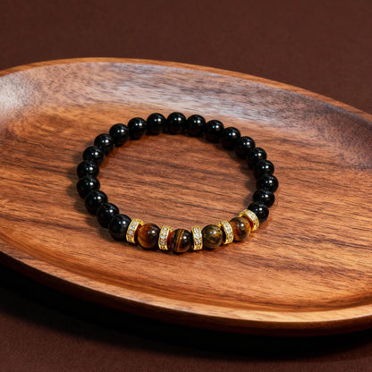 Black Onyx Shield & Golden Tiger's Eye Power Bracelet